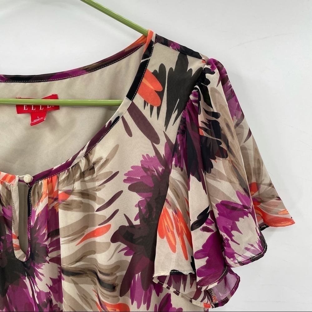 Elle Purple & Tan Floral Dress - Picture 4 of 15